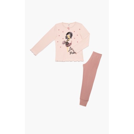 Πυτζάμα Παιδική Χειμερινή Minerva Lovely Girl Ροζ/Σομόν 62028-060 Μέγεθος - No16
