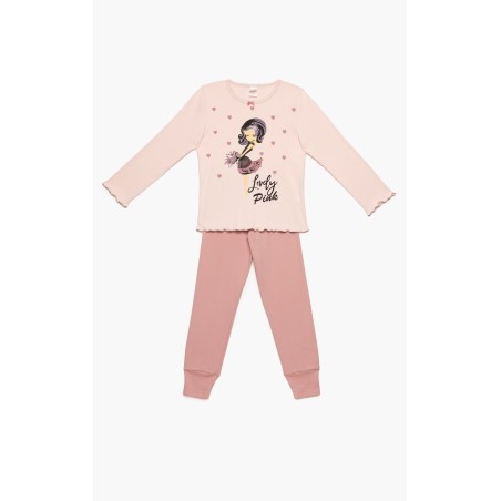 Πυτζάμα Παιδική Χειμερινή Minerva Lovely Girl Ροζ/Σομόν 62028-060 Μέγεθος - No16