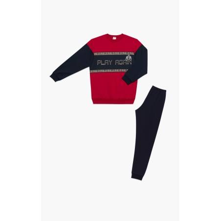 Πυτζάμα Παιδική Χειμερινή Φούτερ Minerva Play Again Red/Navy Blue 62065-018 Μέγεθος - No6