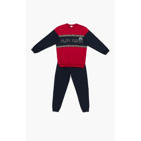 Πυτζάμα Παιδική Χειμερινή Φούτερ Minerva Play Again Red/Navy Blue 62065-018 Μέγεθος - No10