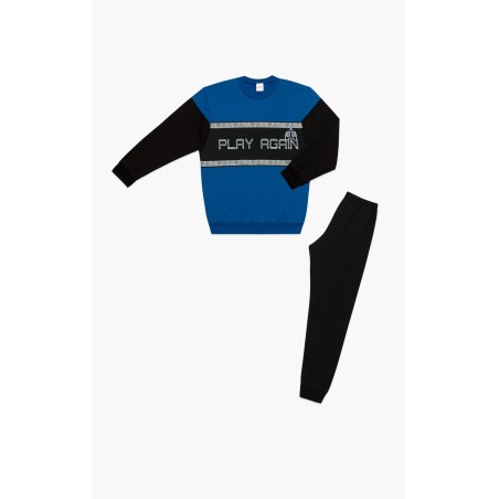 Πυτζάμα Παιδική Χειμερινή Φούτερ Minerva Play Again Blue Electric/Black 62065-314 Μέγεθος - No8
