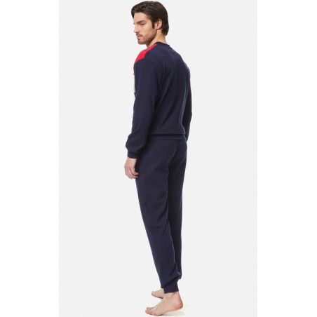 Πυτζάμα Ανδρική Χειμερινή Minerva Bull Τρίχρωμη Marine/Red 71061-100 Μέγεθος - Large