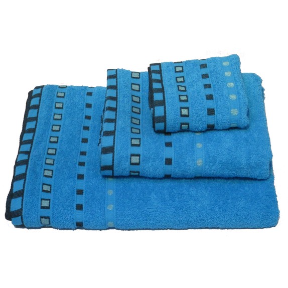 Πετσέτα ΚΟΜΒΟΣ Πεννιέ 450γρ/μ2 Πουά Ζακάρ Τυρκουάζ Χειρός...