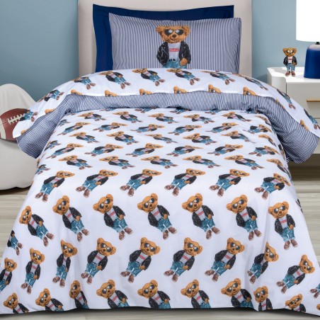 Σετ Παπλωματοθήκη Μονή 2 Τεμαχίων Greenwich Polo Club 8838 Λευκό- Μαύρο- Μπλε 160x240