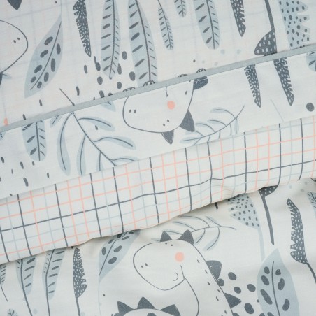 Σετ Παιδική Παπλωματοθήκη Μονή 2 Τεμαχίων Das Kids 4879 Γκρι- Πράσινο- Σομόν 160x240