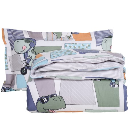 Σετ Παιδική Παπλωματοθήκη Μονή 2 Τεμαχίων Das Kids 4874 Γκρι- Μπλε- Χακί 160x240