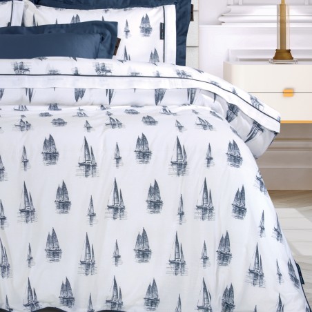 Σετ Σεντόνια Υπέρδιπλα 4 Τεμαχίων Greenwich Polo Club 2183 Λευκό- Μπλε 240x260