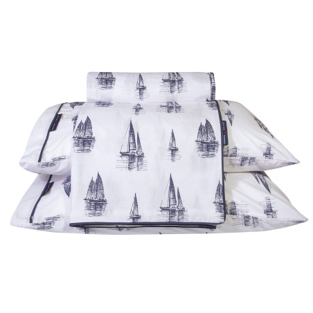 Σετ Σεντόνια Υπέρδιπλα 4 Τεμαχίων Greenwich Polo Club 2183 Λευκό- Μπλε 240x260