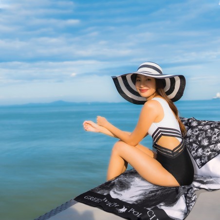 Πετσέτα Θαλάσσης Greenwich Polo Club 80x170 3875 Λευκό- Μαύρο