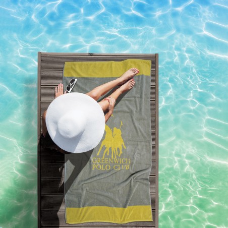 Πετσέτα Θαλάσσης Greenwich Polo Club 90x170 3889 Γκρι- Κίτρινο