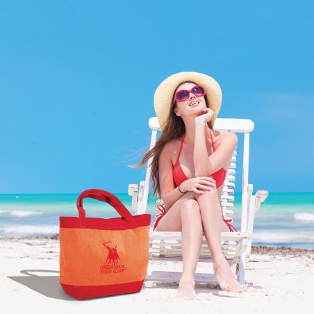 Τσάντα Θαλάσσης Greenwich Polo Club 55x40 3858 Εκρού- Μαύρο