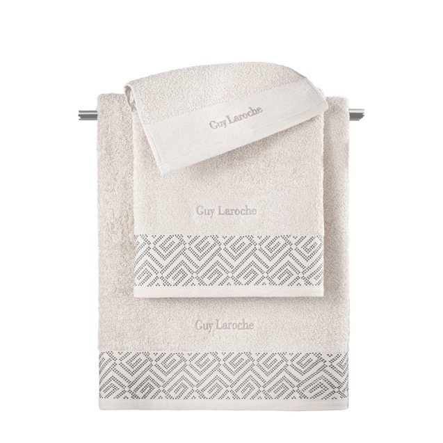 Σετ Πετσέτες 3 Τεμαχίων Guy Laroche Emblem Ivory