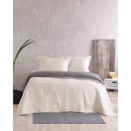 Σετ Κουβερλί Υπέρδιπλο 3 Τεμαχίων Rythmos Allure Εκρου-Γκρι 220x240