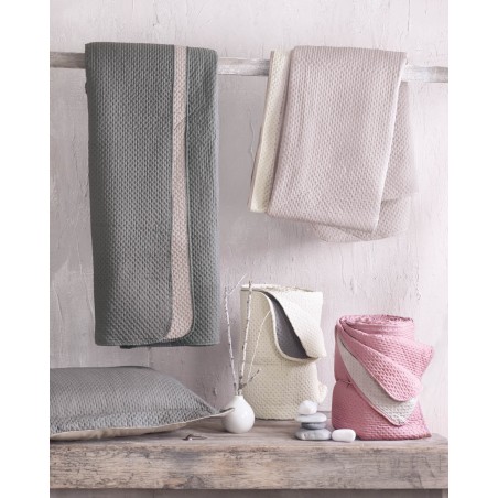 Σετ Κουβερλί Υπέρδιπλο 3 Τεμαχίων Rythmos Allure Εκρου-Γκρι 220x240