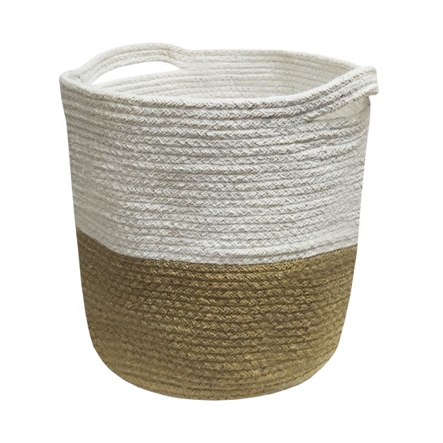 Καλάθι Πλεκτό ΚΟΜΒΟΣ 100% Βαμβάκι Beige - White...