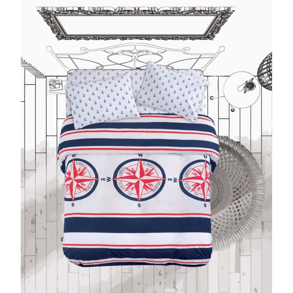 Σετ Σεντόνια Υπέρδιπλα 4 Τεμαχίων Makis Tselios Compass...