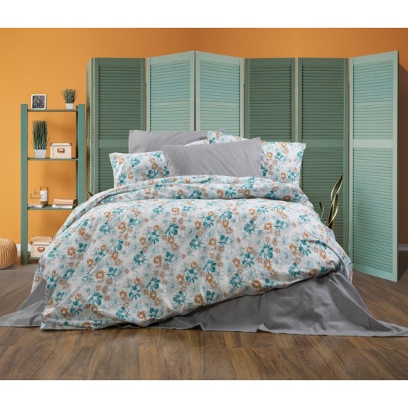 Κουβερλί Υπέρδιπλο Sb Home Daisies Petrol 220x240