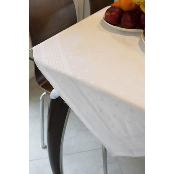 Ναπερόν Τραπεζίου Dimcol Πουά 80X80 White 100% Cotton