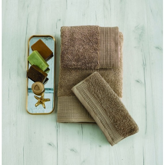 Σετ Πετσέτες 3 Τεμαχίων Sb Home Calvin Moka