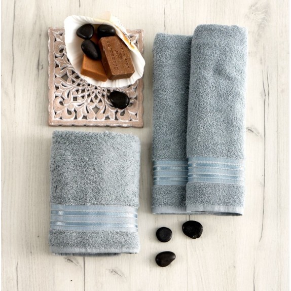Σετ Πετσέτες 3 Τεμαχίων Sb Home Amira Silver