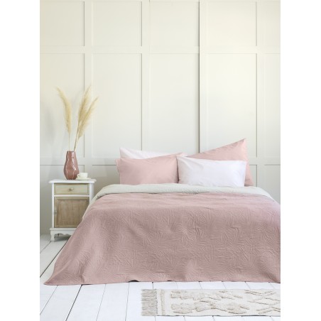 Κουβερλί Υπέρδιπλο Nima 220x240 - Natara Light Beige / Rose Pink