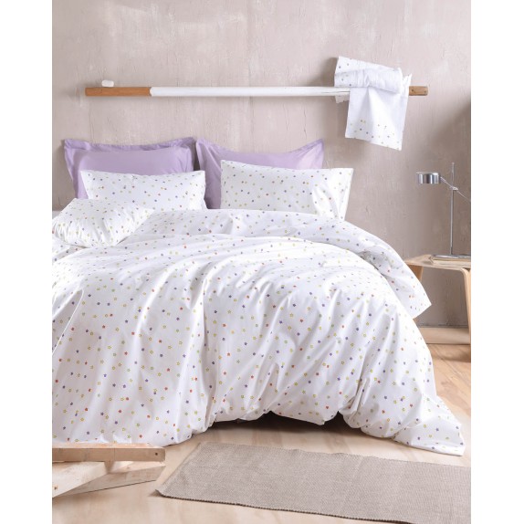 Σετ Σεντόνια Υπέρδιπλα 4 Τεμαχίων Rythmos Blaze Λευκό...