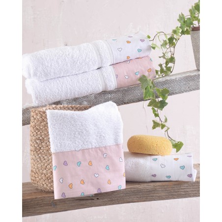 Σετ Πετσέτες 3 Τεμαχίων Rythmos Tiny Heart Σομον Σε Σακούλα Σομον
