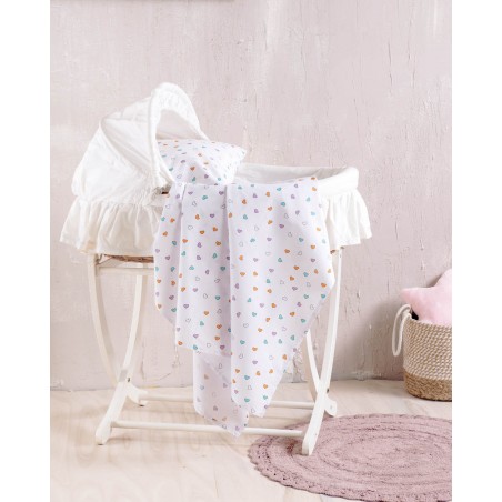 Σεντόνι Λίκνου Rythmos Tiny Heart Λευκό 80x110