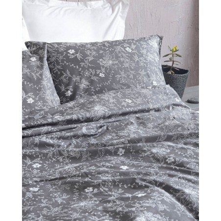 Σετ Σεντόνια Ημίδιπλα 3 Τεμαχίων Rythmos Ortensia Γκρι 160x260