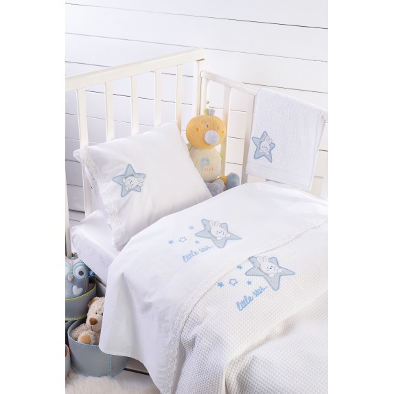 Κουβέρτα Πικέ Αγκαλιάς Rythmos Astro Σιελ 80x90