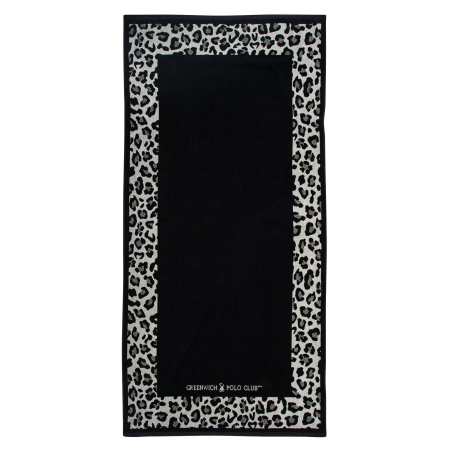 Πετσέτα Θαλάσσης Greenwich Polo Club 90x180 3861 Μαύρο- Μπεζ- Σπαγγί