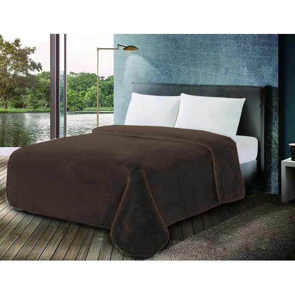 Κουβέρτα ΚΟΜΒΟΣ Βελουτέ 600gr Μονή 160x220 Coffee Quartz