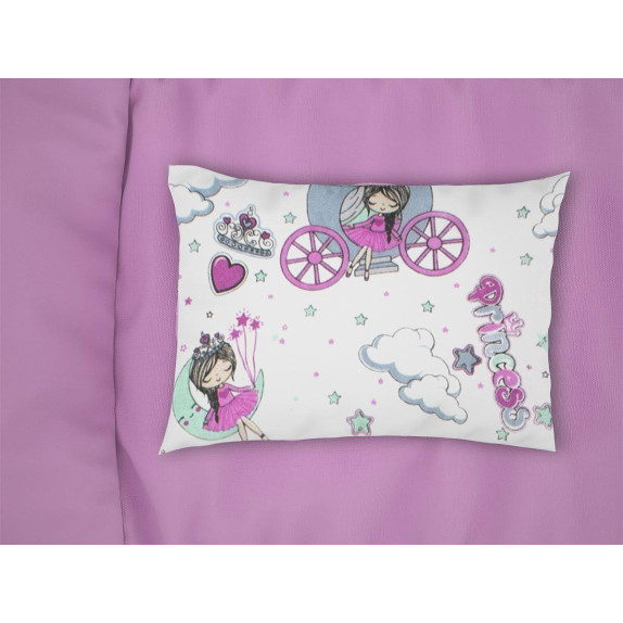 Μαξιλαροθήκη Εμπριμέ kids Princess 389 50x70 White-Lila