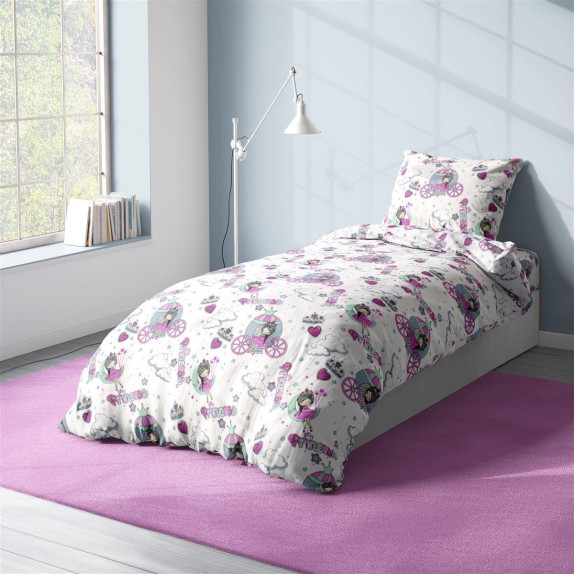 Παπλωματοθήκη Εμπριμέ kids Princess 389 160x240 White-Lila