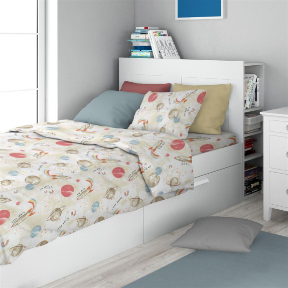 Σεντόνια Εμπριμέ Σετ 3 τεμ kids Spaceship 186 160x240 Beige