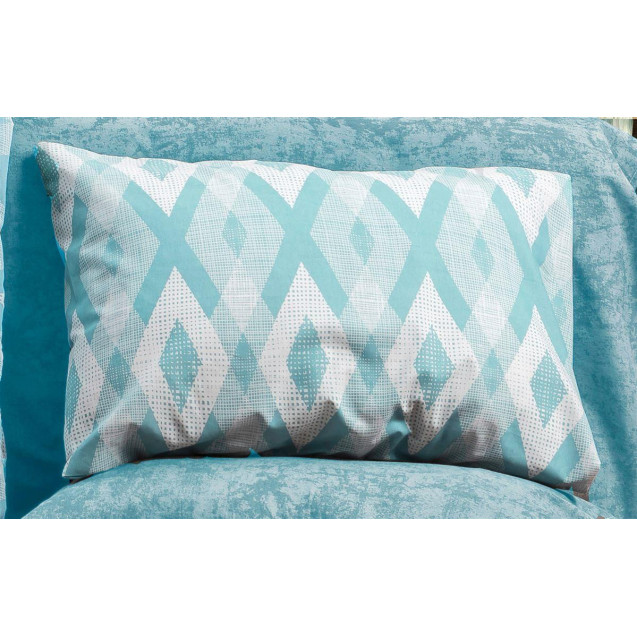 Μαξιλαροθήκη Εμπριμέ Ευδοξία 481 50x70 Sky Blue