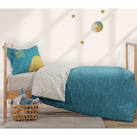 Σετ Παιδικά Σεντόνια Μονά 3 Τεμαχίων Nef-Nef Outer Space Petrol 170x260