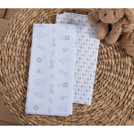 Σετ Σεντόνια Λίκνου 2 Τεμαχίων Nef-Nef Favorite Toys 2τμχ L.Blue 70x120