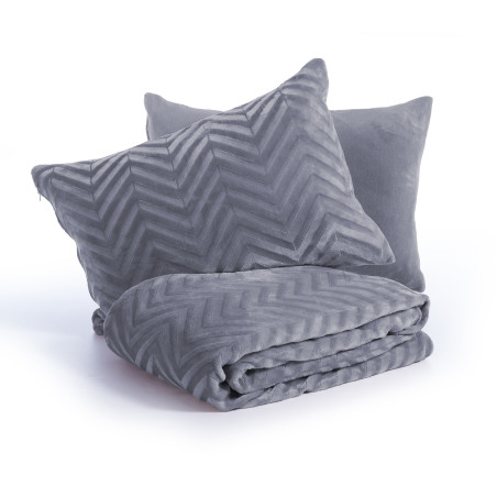 Σετ Παπλωματοθήκη Υπέρδιπλη 3 Τεμαχίων Nef-Nef Carmen Grey 240x220