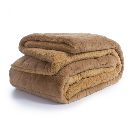 Κουβερτοπάπλωμα Μονό με Γούνα Sherpa Nef-Nef District Curry 160x220