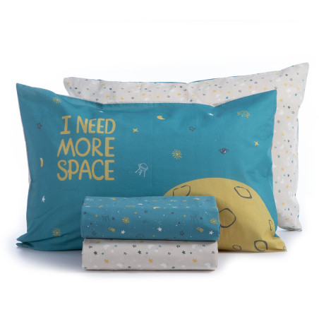 Σετ Παιδικά Σεντόνια Μονά 3 Τεμαχίων Nef-Nef Outer Space Petrol 170x260