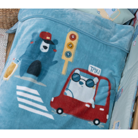Βρεφική Κουβέρτα Αγκαλιάς Nef-Nef Traffic Aqua 75x100