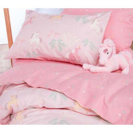 Σετ Παιδικά Σεντόνια Μονά 3 Τεμαχίων Nef-Nef Unicorn Forever Salmon 170x260