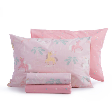 Σετ Παιδικά Σεντόνια Μονά 3 Τεμαχίων Nef-Nef Unicorn Forever Salmon 170x260