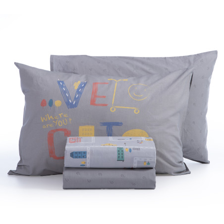 Σετ Παιδικά Σεντόνια Μονά 3 Τεμαχίων Nef-Nef Velocity Grey 170x260