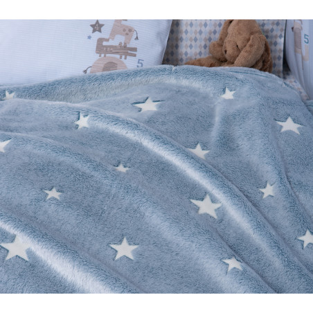 Παιδική Κουβέρτα Fleece Φωσφοριζέ Μονή Nef-Nef Interstellar Denim 160x220