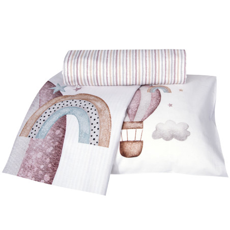 Σετ Σεντόνια Κούνιας 3 Τεμαχίων Greenwich Polo Club 8841 White-Nude-Pink 130x170