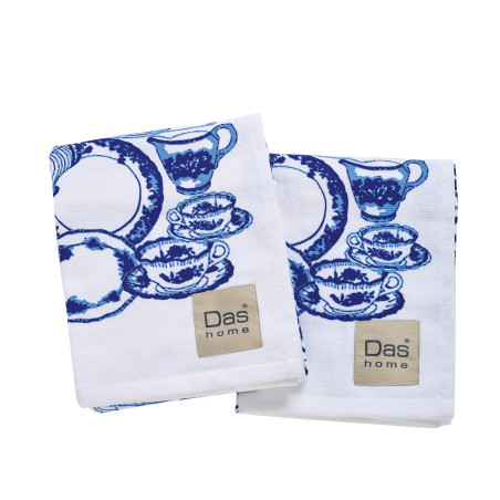Σετ Ποτηρόπανα 2 Τεμαχίων Das Home 0738 White-Blue 40x60
