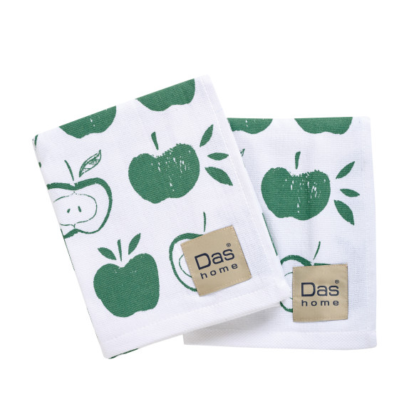 Σετ Ποτηρόπανα 2 Τεμαχίων Das Home 0739 White-Green 40x60