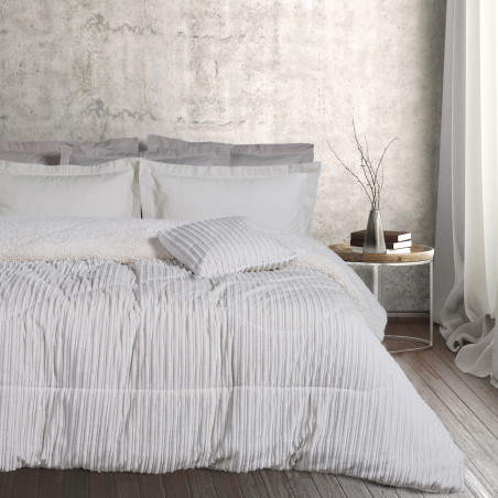 Κουβερτοπάπλωμα Μονό με Γούνα Sherpa Das Home 1178 Dusty Ivory 160x220